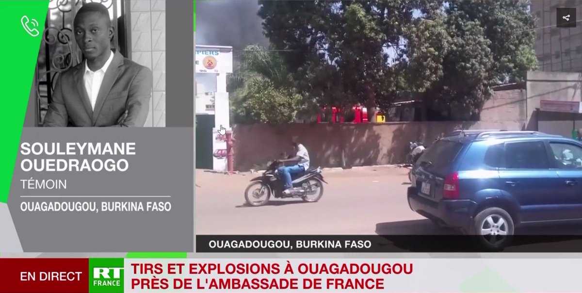 RTenfrancais's tweet photo. 🔴 Témoignage de Souleymane Ouedraogo : 
«Je me trouvais à 500m, on a entendu une forte détonation, suivie de coups de feu»

➡️ https://t.co/yyel6nR4xi #Ouagadougou #burkinafaso https://t.co/8j6xjYTXTR