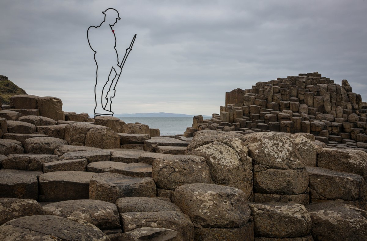 GCausewayNT's tweet photo. We’re proud to be a part of the #ThereButNotThere national campaign marking 100 years since the end of WW1. The iconic 6ft Tommy figures stands proud at our UNESCO World Heritage Site for the NI centenary campaign @Remembered2018 https://t.co/02CAmD4jWn https://t.co/13iUNIDFnK