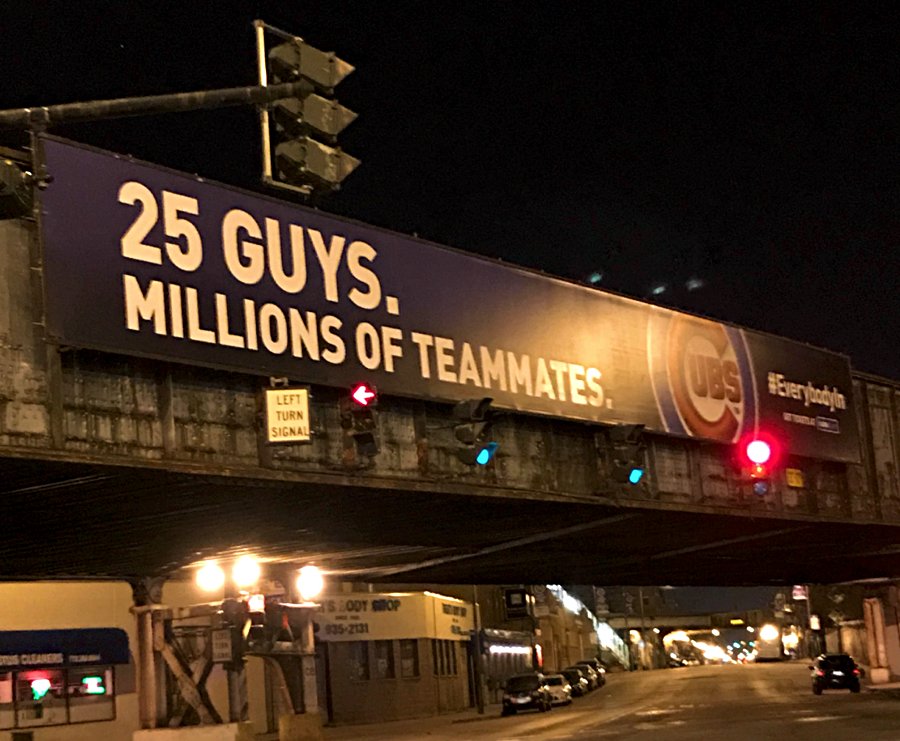 BleacherNation's tweet photo. Nice. @lcm1986 spotted a Cubs #EverybodyIn ad in the wild. https://t.co/ZBpBYIHrro