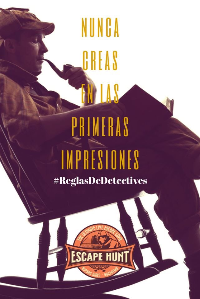 EscapeHuntBue's tweet photo. Se aplica para jugar en Escape Hunt, pero también se puede aplicar en la vida #ReglasDeDetectives https://t.co/QfvnozrZih