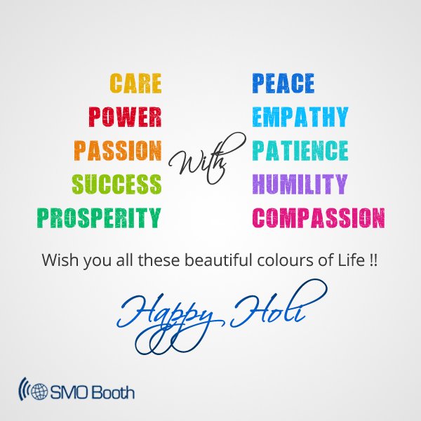 smobooth's tweet photo. SMO Booth wishes you &amp; your loved ones a very #Happy &amp; #Colorful #Holi

#HappyHoli #Festival #India #HoliHai #FestivalOfColor https://t.co/PRhyvaK3g7