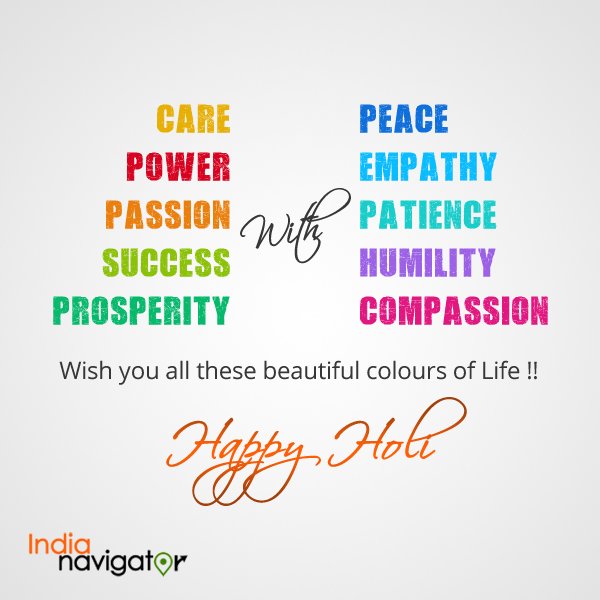 India_Navigator's tweet photo. India Navigator wishes you &amp; your loved ones a very #Happy &amp; #Colorful #Holi

#HappyHoli #Festival #India #HoliHai #FestivalOfColor https://t.co/8IunnT6LqA