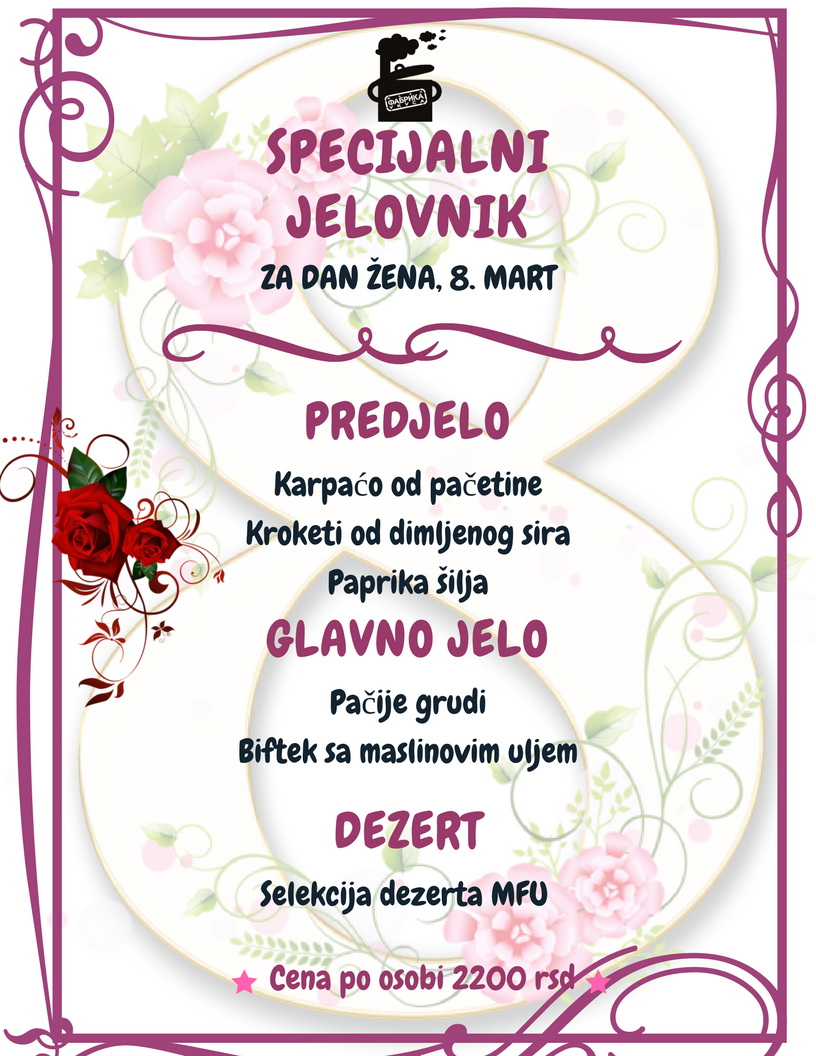 _M_F_U_'s tweet photo. U Maloj Fabrici Ukusa slavimo dan žena specijalnim jelovnikom!
Rezervišite svoje mesto na vreme 0112435727 https://t.co/Lh3xv1IIM8