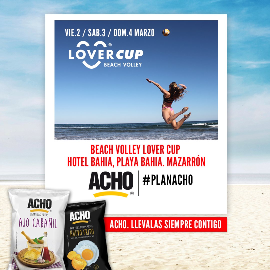 Este sábado #planACHO a la orilla del mar😎🏖️Competición de la #BeachVolleyLoverCup 🏐desde las 9:00 en la playa de La Reya (Bahía) Puerto de #Mazarrón. Nos vemos para el tardeo de 15-19h con nuestras #patatasacho🍟y música en directo¡No te lo pierdas!🔹instagram.com/p/Bfx-7GqAK_o/