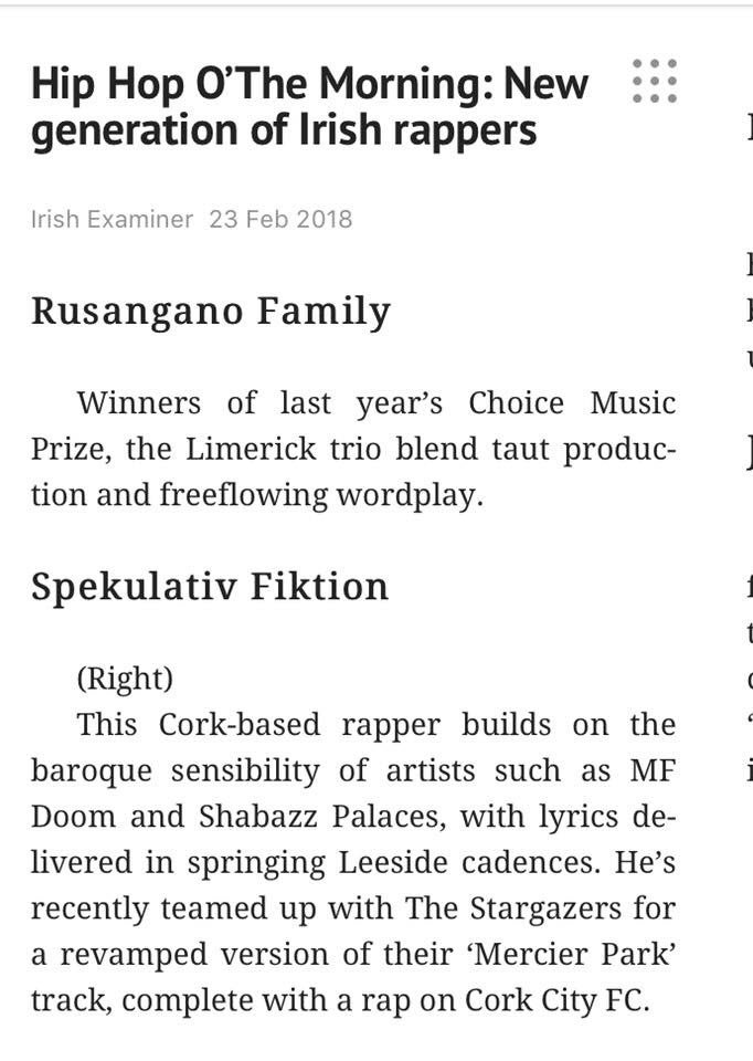 Nice mention in the <a href="/irishexaminer/">Irish Examiner</a> last week. <a href="/RusanganoFamily/">Rusangano Family</a>