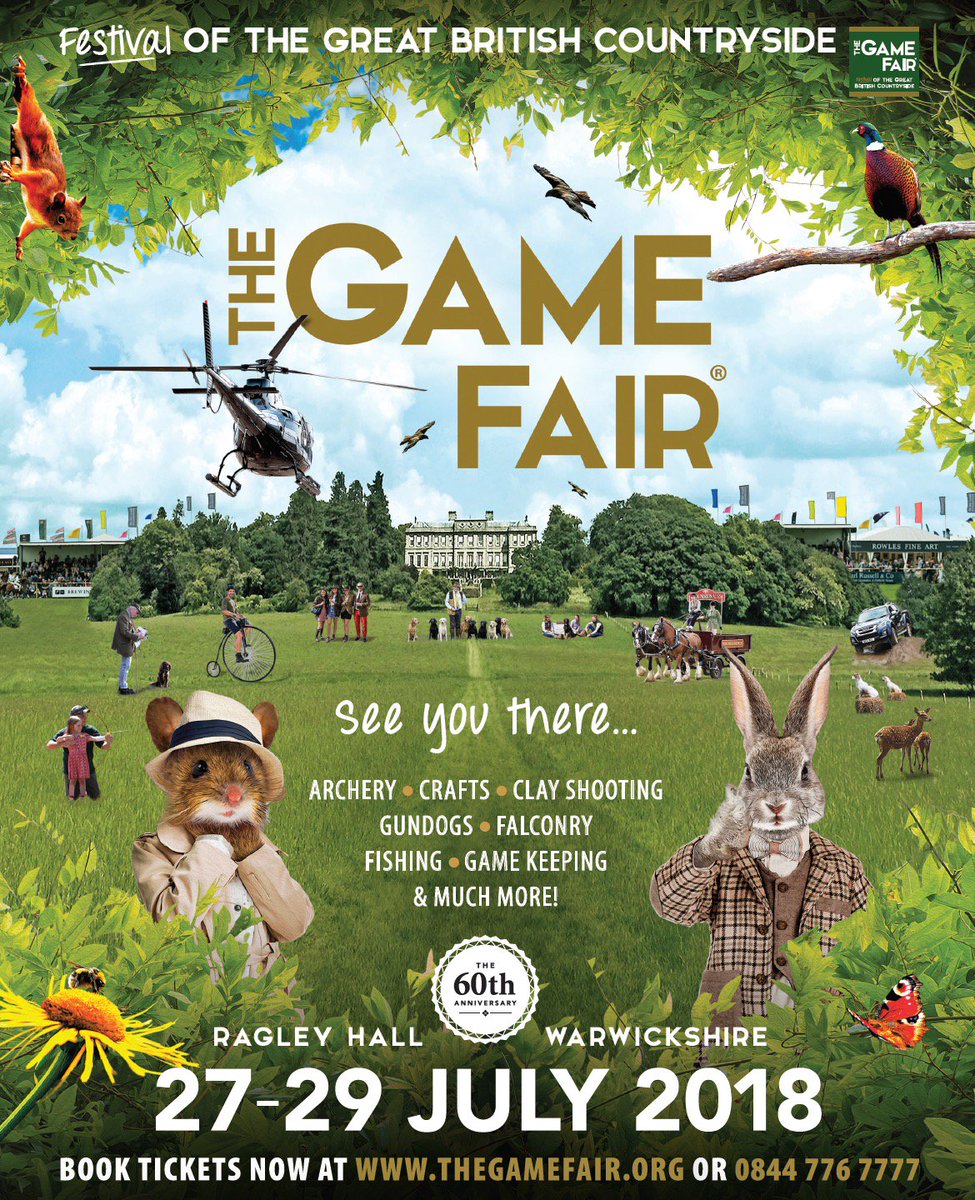 TheGameFair's tweet photo. We are back online... https://t.co/WbATNA49w7 See you there... #thegamefair2018 #fieldsports #cookery #gametoeat #clayshooting #fishing #falconry #archery #gunmakersrow #horses #hounds #tweed https://t.co/VVk82thZw5