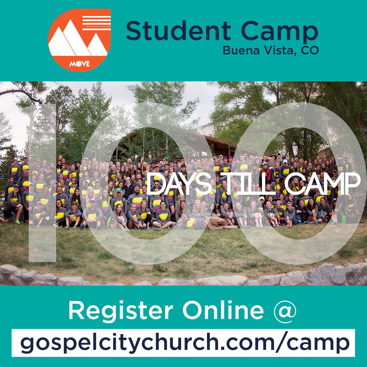 gccarlington's tweet photo. 100 days till Student Camp!!! Can't wait to be in the mountains, sign up today at https://t.co/BtFqfLKIx9 #gccstudents #gccmove2018 https://t.co/pUf4QSNGen