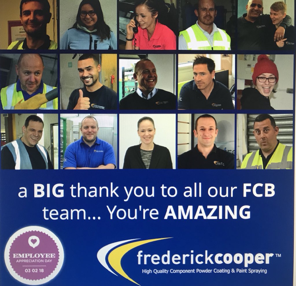 FCBPaintPowder's tweet photo. It’s #EmployeeAppreciationDay so wanted to take this opportunity to thank our wonderful team @FCBPaintPowder #amazing #thanks https://t.co/sdQPq2yzWN