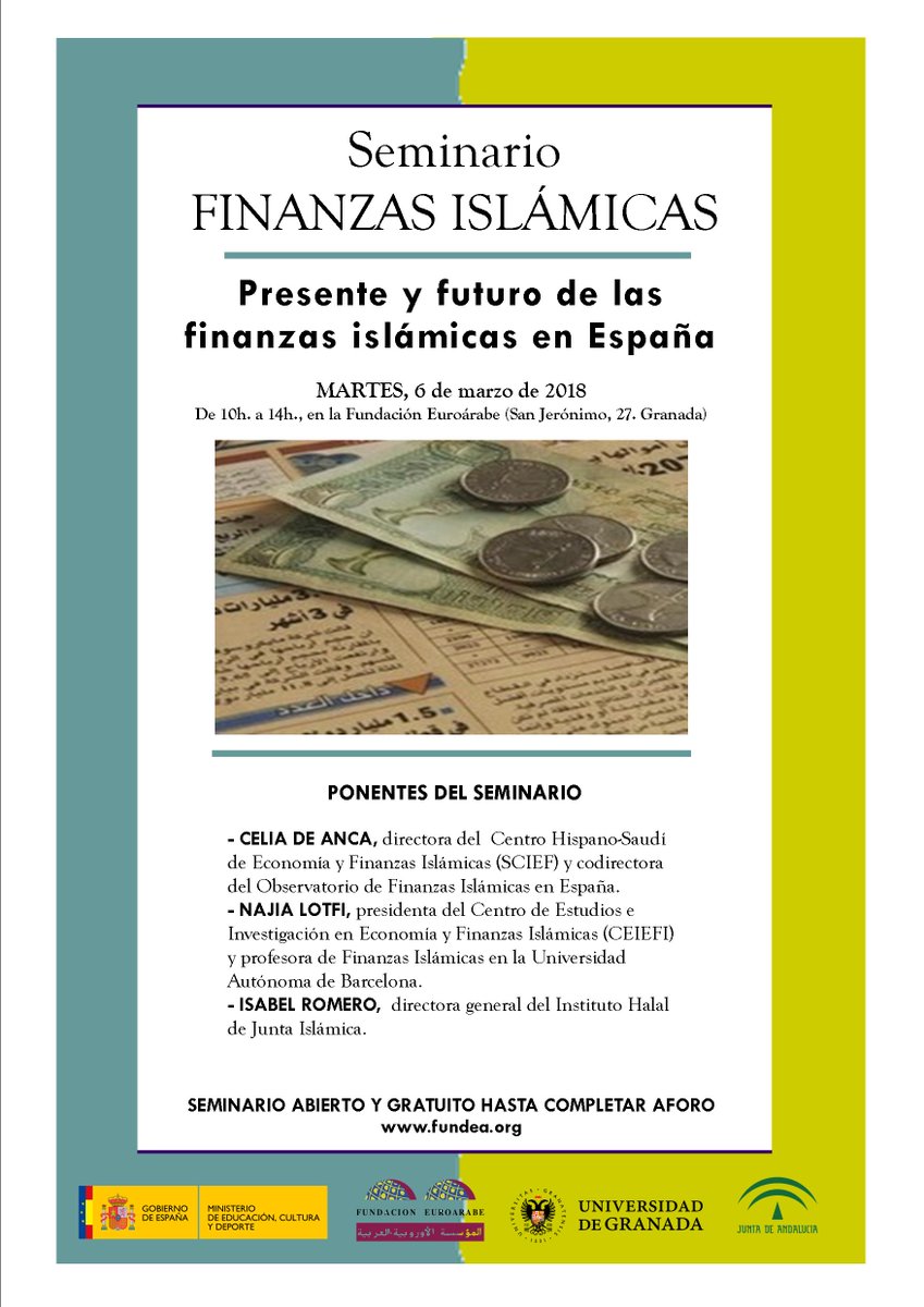 SCIEFNEWS's tweet photo. A space for academic and professional debate on Islamic finance and banking: Seminar "PRESENT AND FUTURE OF THE #ISLAMICFINANCE", with Celia de Anca, on March 6, 2018 at the headquarters of @FundEuroArabe, Granada
Learn more: https://t.co/mVcPt4AgqT https://t.co/LNxkT8ummt