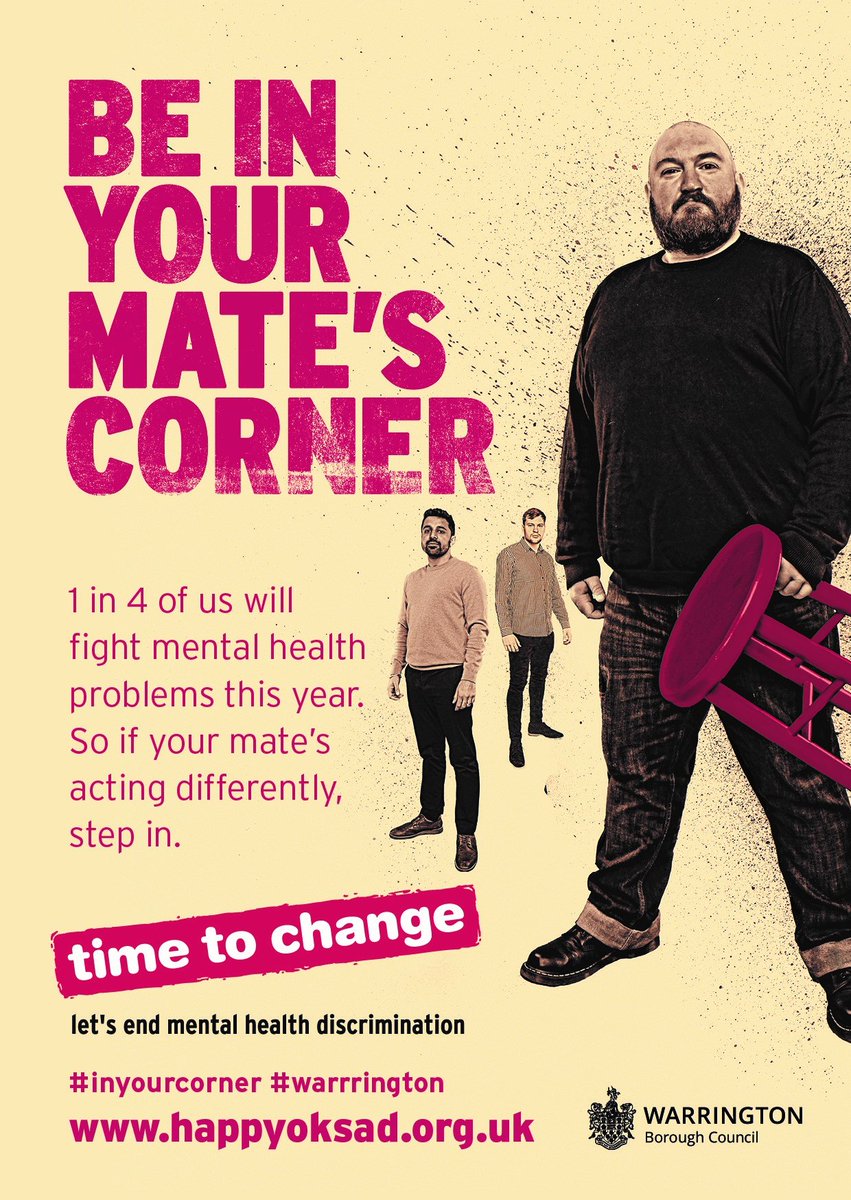 Healthwatch Warrington (@hwwarrington) on Twitter photo Warringtonās adopted In Your Corner, the national menās mental health campaign. More info at: happyoksad.org.uk #inyourcorner #warrington <a href="/WarringtonBC/">Warrington Borough Council</a> Warringtonās adopted In Your Corner, the national menās mental health campaign. More info at: happyoksad.org.uk #inyourcorner #warrington <a href="/WarringtonBC/">Warrington Borough Council</a>