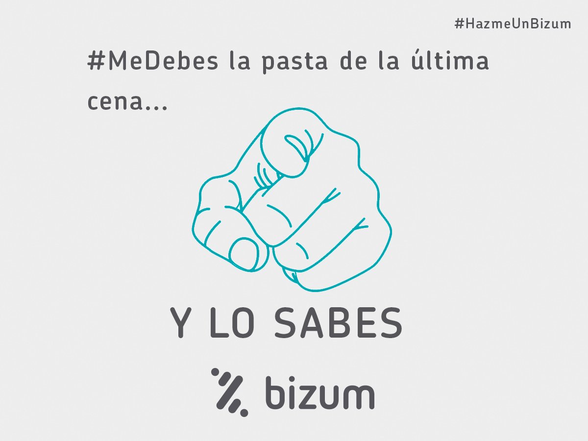 Bizum_ES's tweet photo. 👉#MeDebes la pasta de la última cena…Y LO SABES 📲 

#HazmeUnBizum #FelizFinde https://t.co/mqO2MWS7If https://t.co/wttTZNArJn