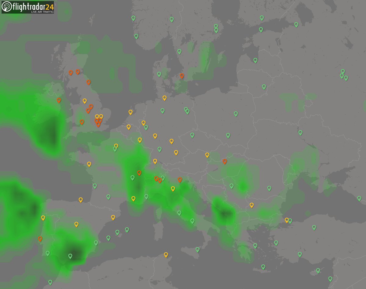 Number of cancelled flights per airport in Europe on Friday.

Dublin - 284
Heathrow - 197
Edinburgh - 115
Amsterdam - 89
Bristol - 75
Glasgow - 71
Geneva - 61