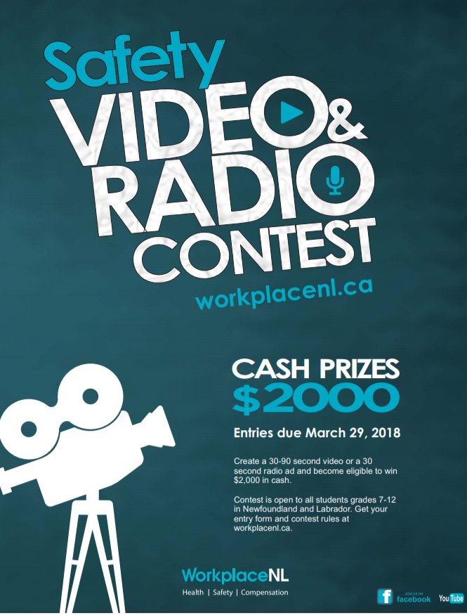 NLSchoolsCA's tweet photo. ATTENTION Students #nlschools Grs7-12!
Create a video or radio ad for your chance to win cash w/ #WorkplaceNL!
More info available here: https://t.co/L5znzImyue https://t.co/mXiuM8Z8wL