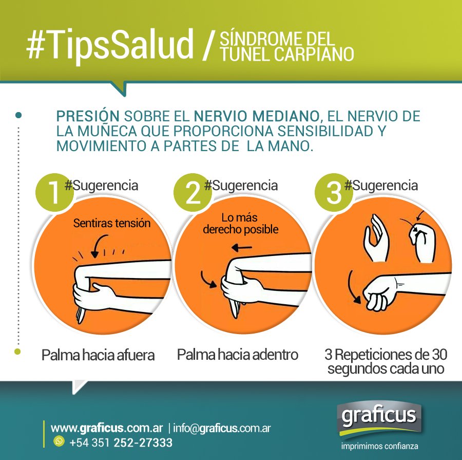 GRAFICUSarg's tweet photo. #TipsSalud 🤜Síndrome del Túnel Carpiano #3 Sugerencias que te van a ayudar!! #BuenViernes https://t.co/FH8jHZqFnD