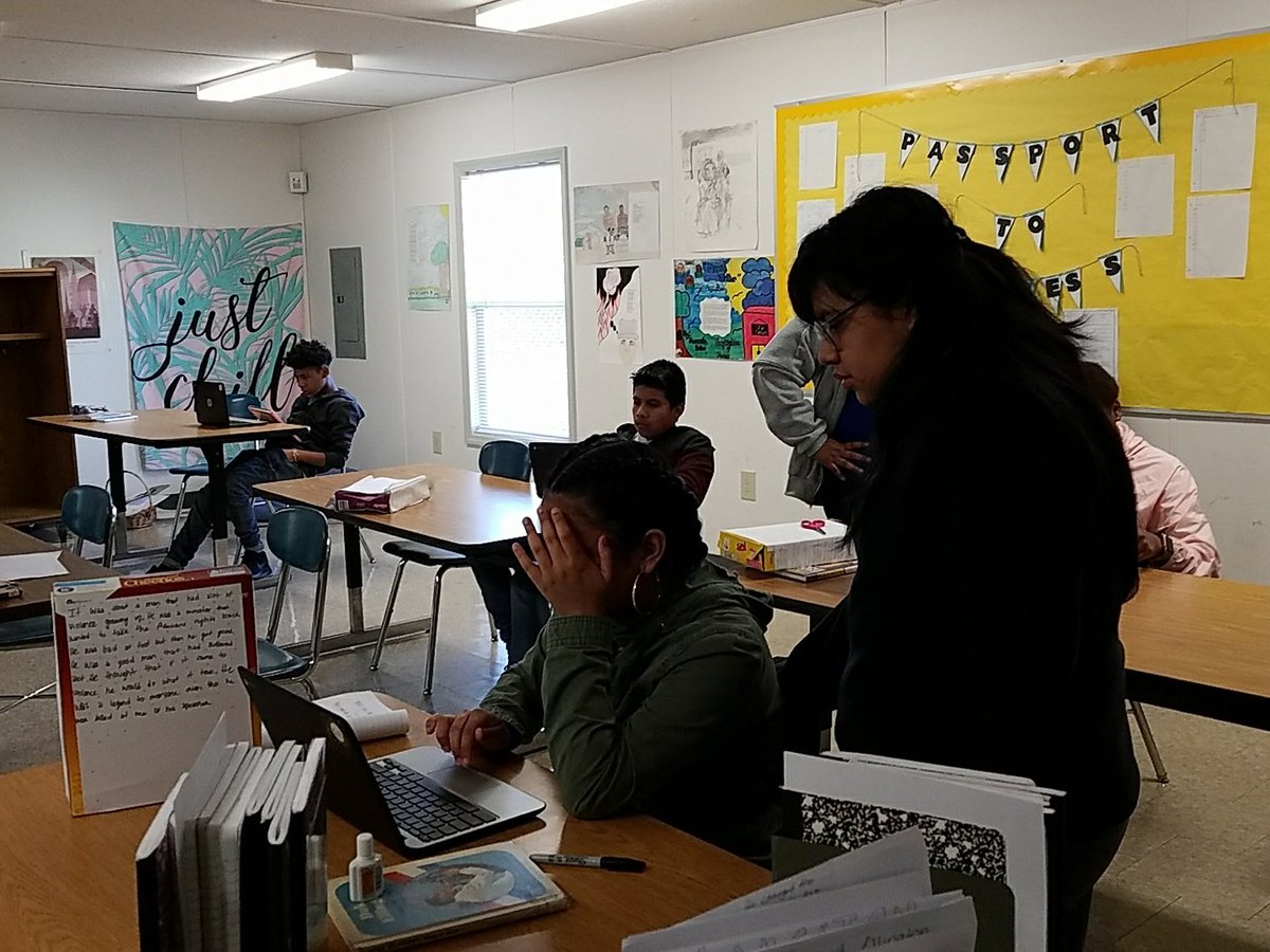 Students in study skills class working on researching creating products and presenting their information to the class @philohillroars