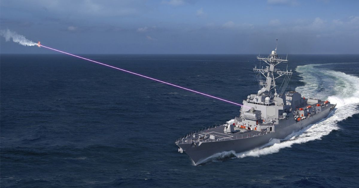 IEEESpectrum's tweet photo. A new laser weapon built for U.S. Navy destroyers will generate 60 to 150 kilowatts of steady power, enough to disable or destroy small boats or hostile drones: https://t.co/hsO1S2PZ5a $LMT https://t.co/FifIUmqGNf