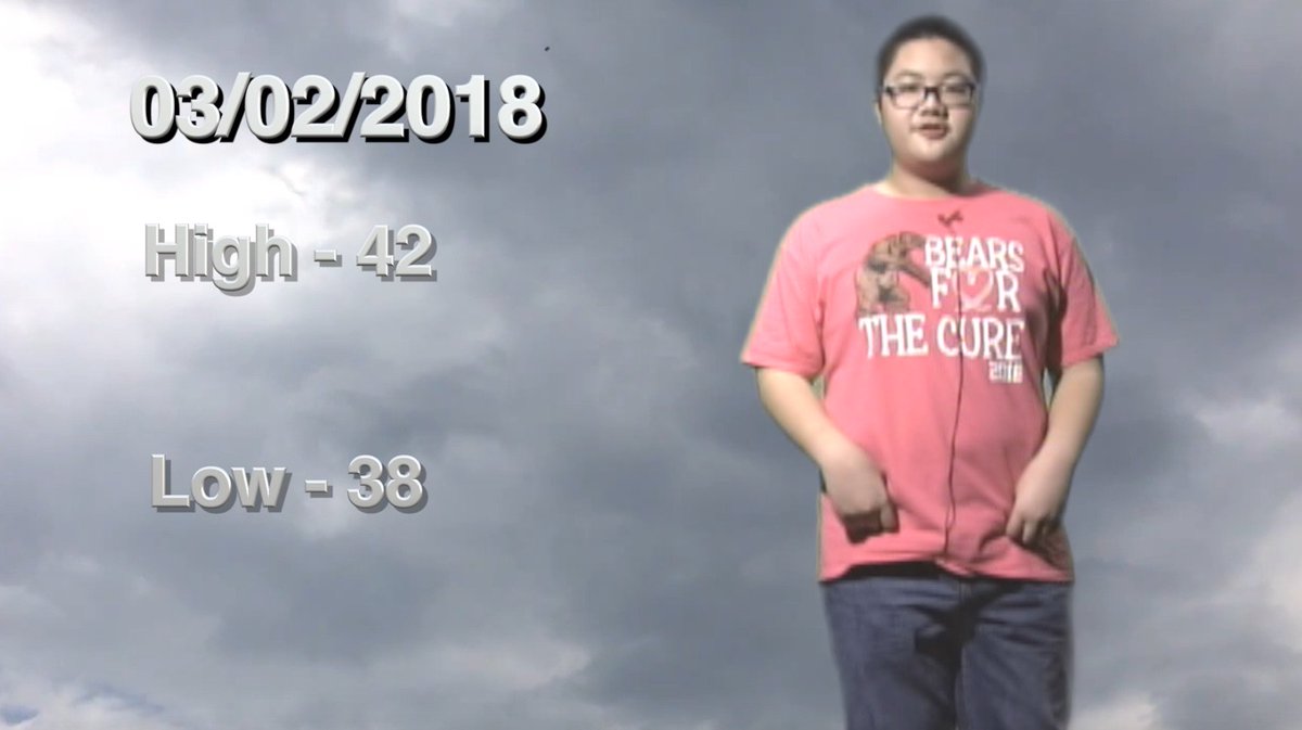 ebvideoprod's tweet photo. Today's weather with your boy @conncheung https://t.co/E9knnlVrE8 @ebhsvideonews #EBHSvideo https://t.co/DZXXQLQAdH