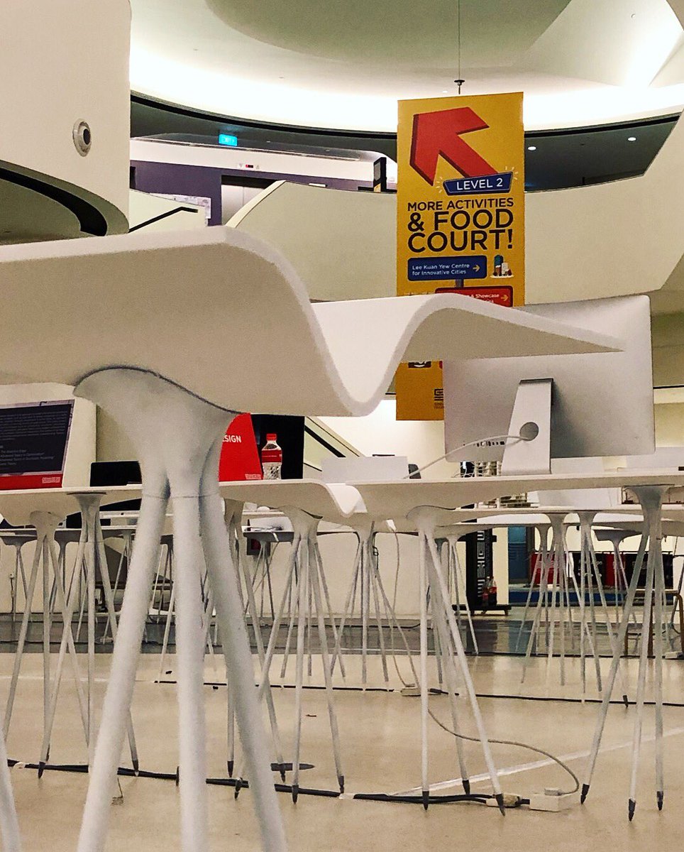 sutdsg's tweet photo. All set for tomorrow! 
These tables are specially designed by Architecture and Sustainable Design (ASD) Professors Carlos Bañón and Felix Raspall for #SUTDOpenHouse2018. See you! https://t.co/mWFKmtbtbq