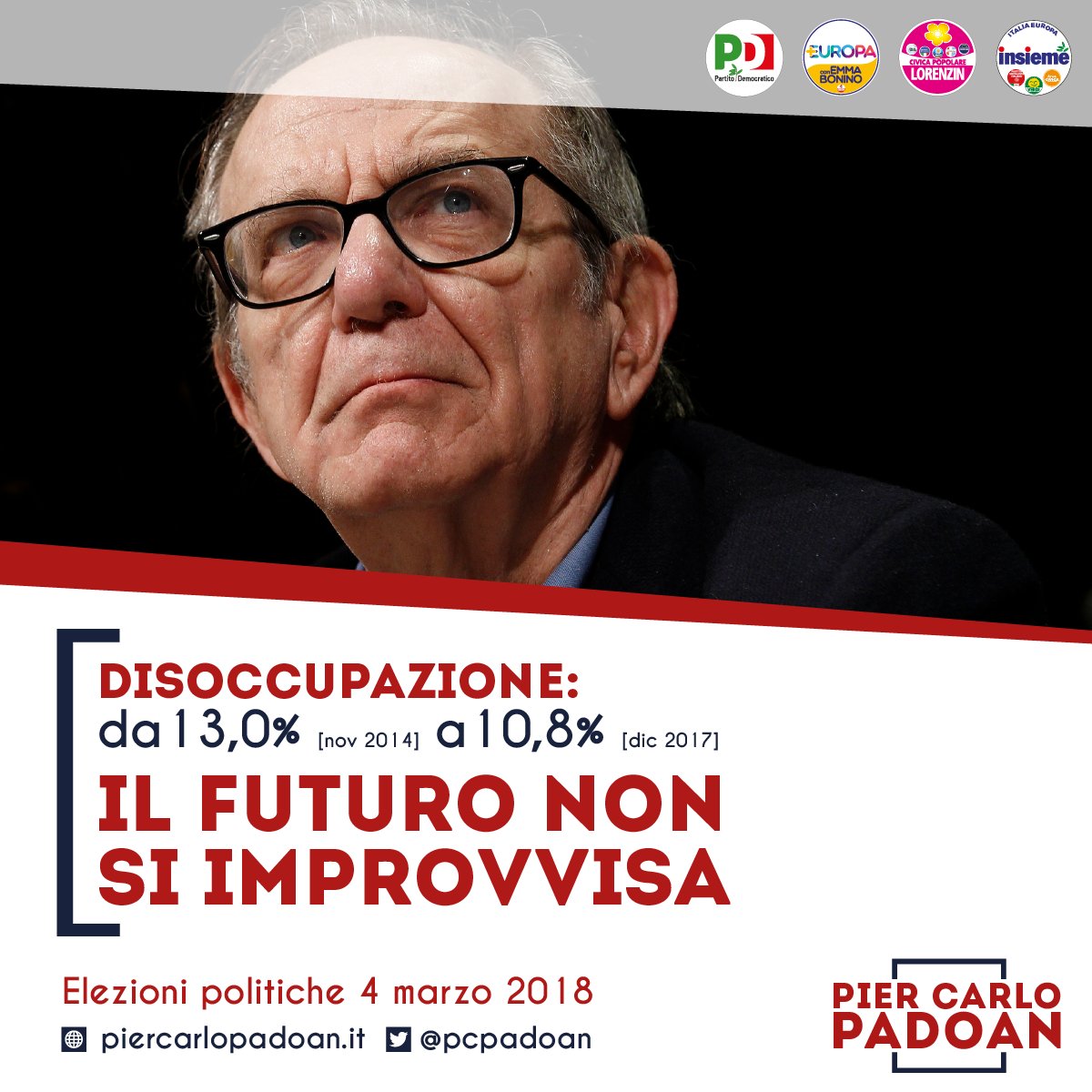 PCPadoan's tweet photo. La disoccupazione deve tornare al 6% come nel 2007 (Governo #Prodi) perché il #lavoro è il principio della #Costituzione e il fine ultimo di ogni politica economica. Intanto dal 13% (nov2014) siamo all’11,1 #ilfuturononsimprovvisa https://t.co/2qpVhivo1L https://t.co/R1yYu0yYdQ