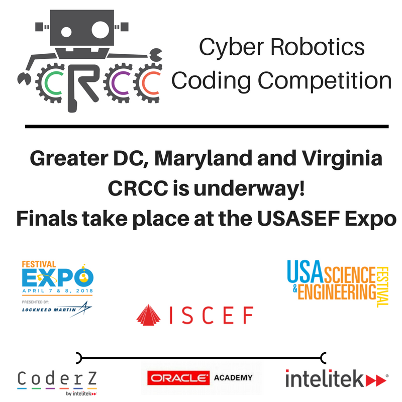 This is exciting news! The Cyber Robotics Coding Competition is open to all schools in DC, Maryland and Virginia. Finals will be held at the USA Science and Engineering Festival Expo.

May the code be with you!

#Scifest
#STEM
#XSTEM
 
#CRCC
#CSforAll
#CSed