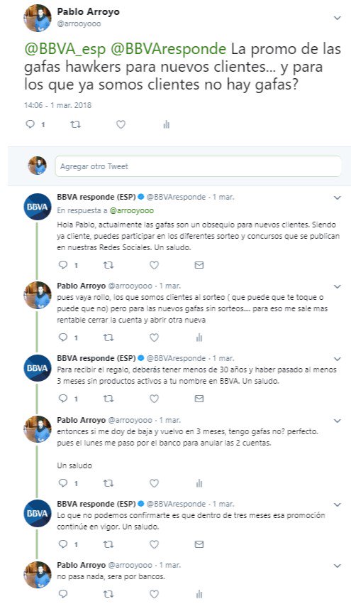 arrooyooo's tweet photo. Cuando @BBVA_esp prefiere perder a un cliente que unas gafas.....
#Bancos #fidelizacion #clientes #Consumidor #Gafas #AtencionAlCliente #SeraPorBancos #Soluciones @BancoSabadell @bancosantander @caixabank @Bankia  @EspacioJovenUni @Bankinter https://t.co/qIwiA7iFsY