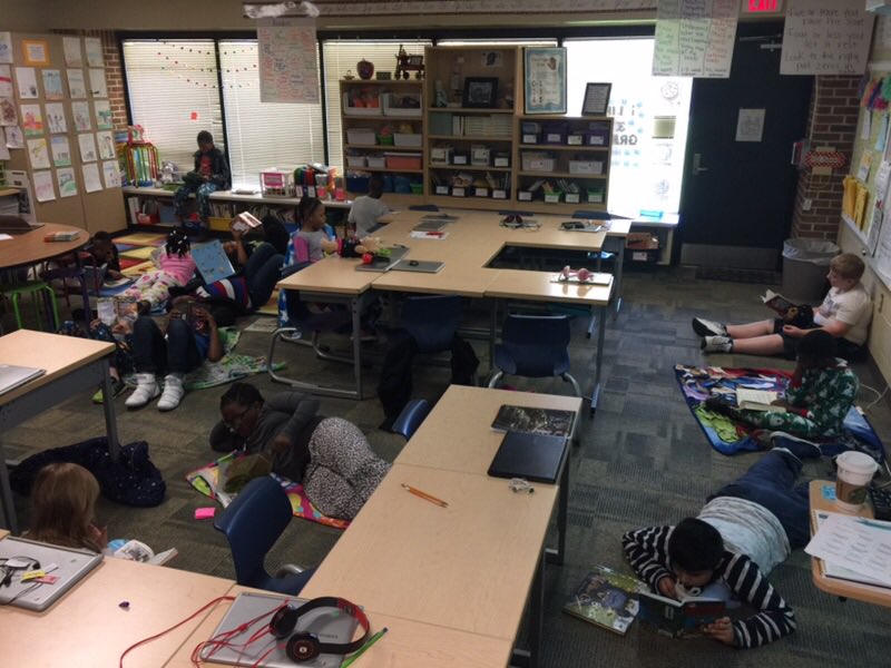 SOEGMLR5's tweet photo. "You can find magic wherever you look. Sit back and relax, all you need is a book." ~ Dr. Seuss
Happy birthday Dr. Seuss! Today was 'Sleep Book Day' for #ReadAcrossAmericaWeek. Students wore pajamas to be extra comfortable reading! #LR5Reads #SOESMM https://t.co/xzCrY4saUX