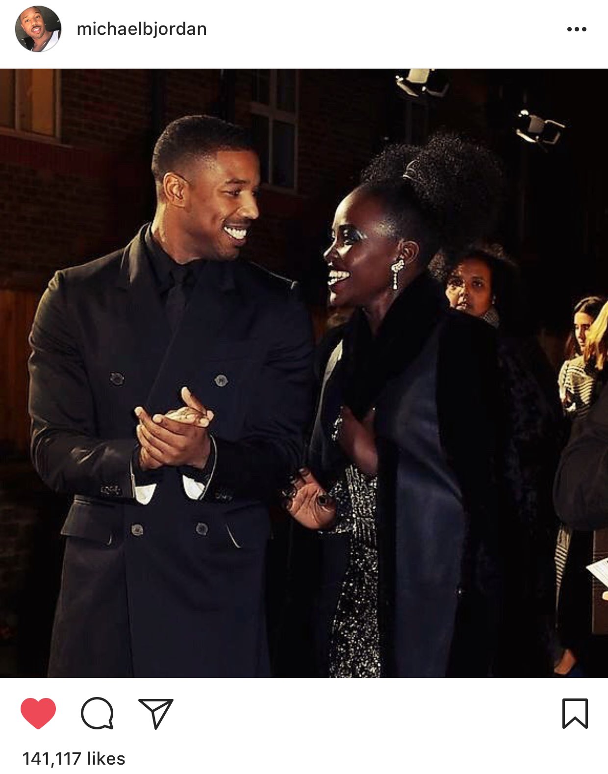 Michael B. Jordan wishing Lupita Nyong o a happy birthday (2018) 