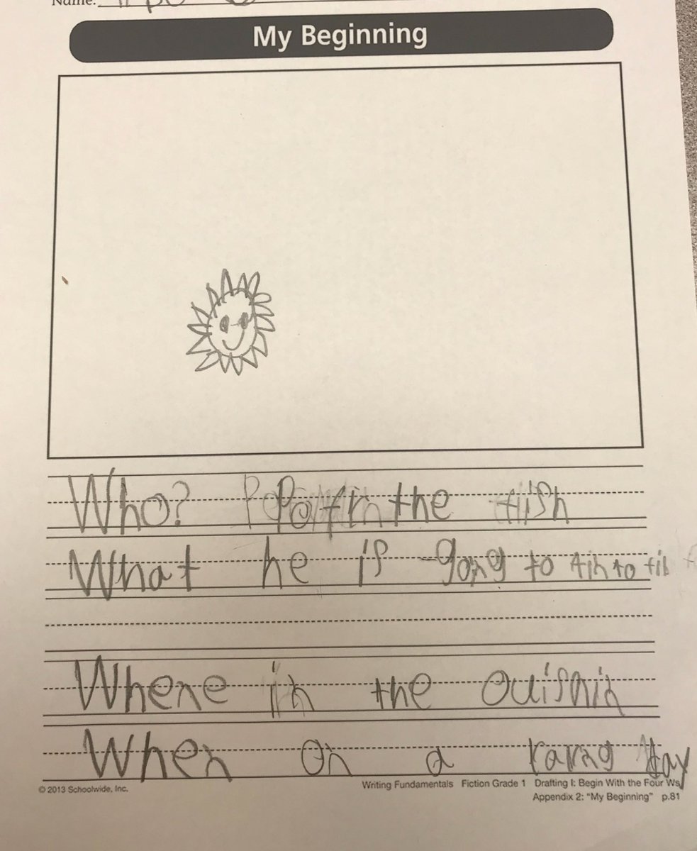 First graders at Koraes School - Palos Hills, Illinois - beginning the drafting process for their Fiction Stories by planning out their beginnings, so readers can better understand their ideas. <a href="/Schoolwide/">Schoolwide Inc</a> <a href="/KoraesSchool/">Koraes Elementary</a>