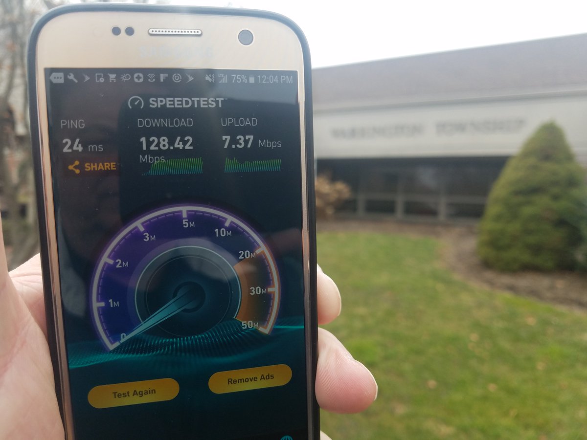Robbio57_sprint's tweet photo. Recorded these speeds while drive testing in the Warrington, PA area with Sales and RF.  This screen shot was taken at the Warrington Municipal Building on Easton Avenue.  One team...One focus...The Best Network. https://t.co/WUxb65iSWE