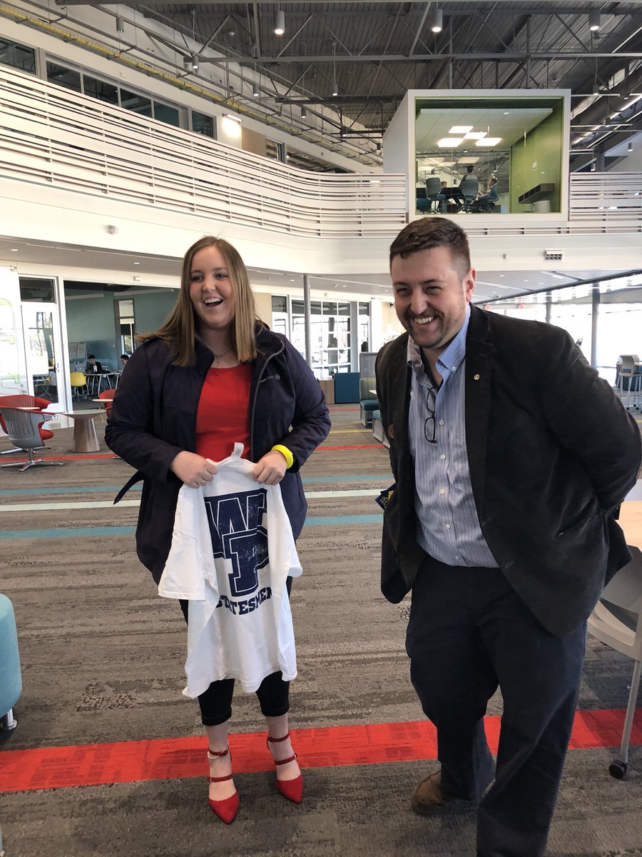 futureglimpsedm's tweet photo. We had a little poster competition and a student came up with the idea to create a wristband (think Disney) for schools to use for students. How handy would this be during an emergency? She’s wearing a 3D printed prototype https://t.co/8qZ9mqI3dQ