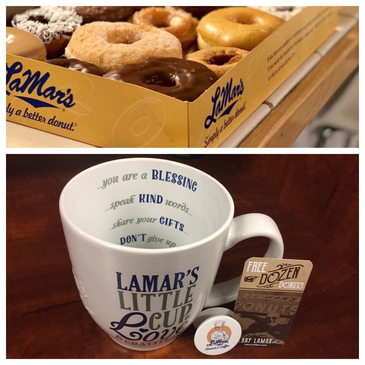 With February coming to a close it's time for another giveaway! R/T and follow for a chance to win the new LaMar's Mug, LaMar's Pop Socket, and a FREE dozen donuts! 8 Winners will be announced Today by 3pm! <a href="/LaMarsDonuts/">LaMar's Donuts & Coffee</a> #SimplyABetterDonut
