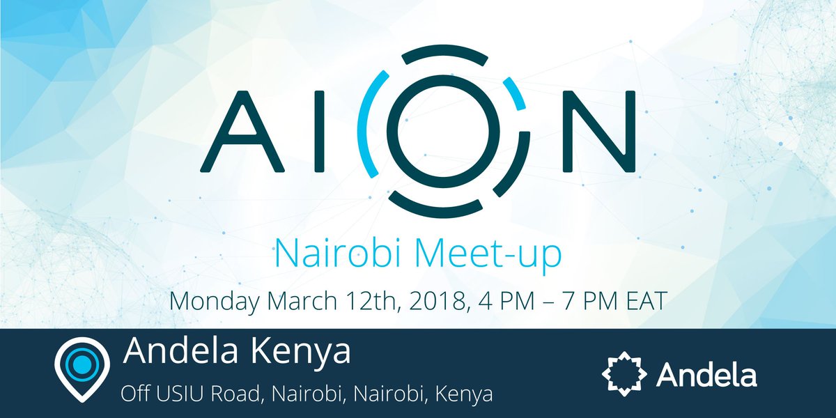 Aion_OAN's tweet photo. We're excited to be hosting a meet-up at @Andela_Kenya on Monday, March 12 in #Nairobi from 4pm to 7pm. If you're a #blockchain developer or excited about the decentralized future we'd love to meet you and show you what we're building! #3rdGenBlockchain https://t.co/5bVHwlvFjV https://t.co/vfIV7YqzRr