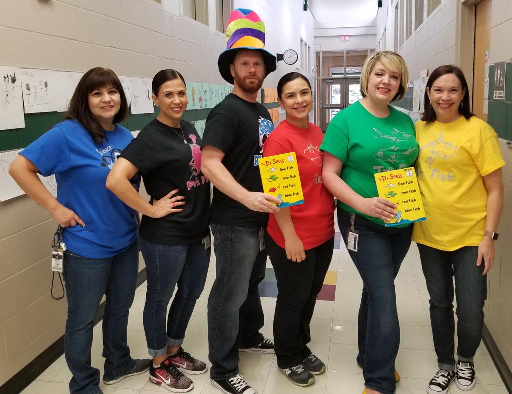 MelinaG_Math's tweet photo. Academic specialists part of the book parade @NISDMeadowVill #MVEInspired #1fish2fishredfishbluefish #MVEReadAcrossAmerica https://t.co/FtE3fCSskX