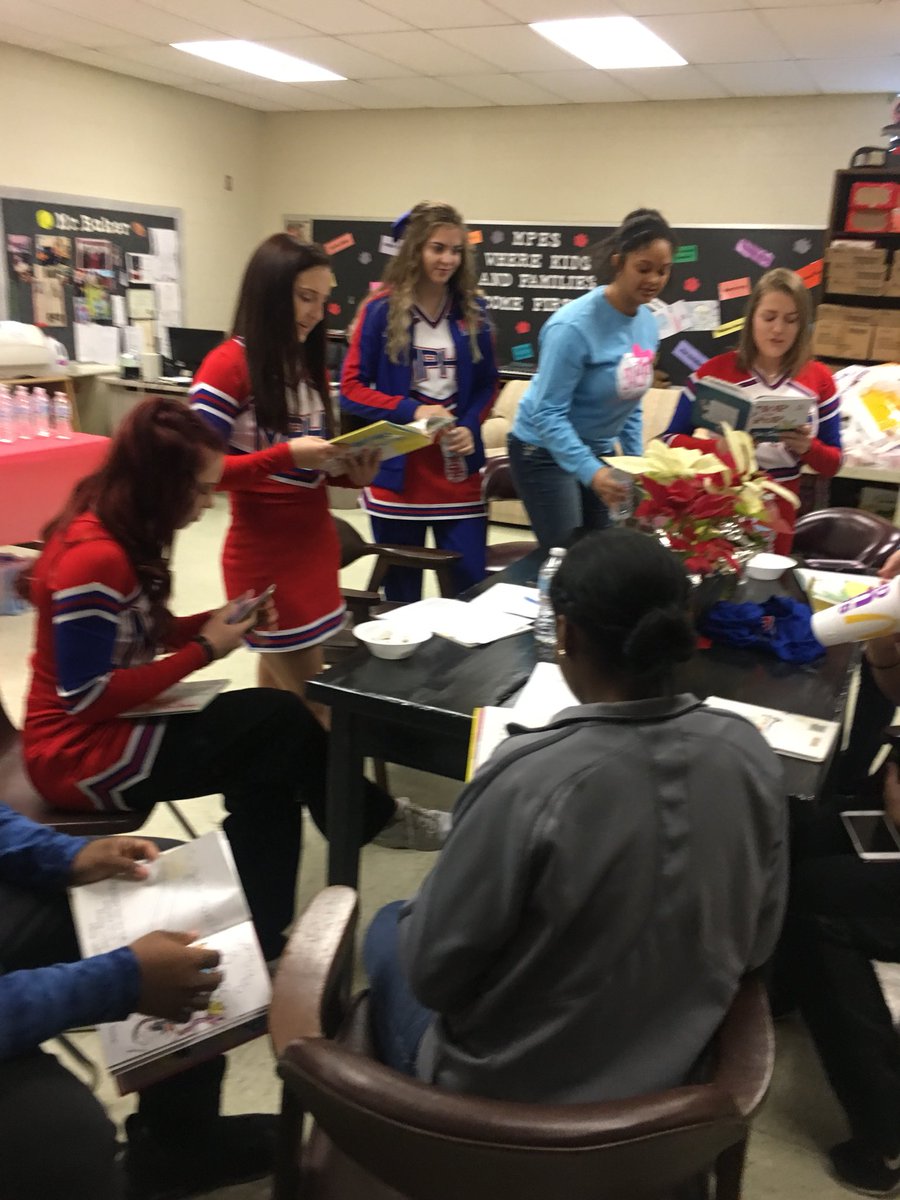 _mphs_cheer's tweet photo. MPHS student athletes practicing their Dr. Suess books for Read Across America Day at MPES. A favorite day of many, young and old! @RyanBJackson1 https://t.co/Crdlqh63Rg