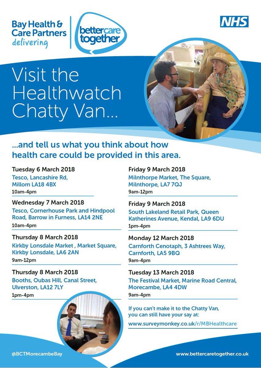 MorecambeBHCP's tweet photo. Great news! The Chatty Van has new dates to join people in Carnforth and Morecambe. Here's hoping for better weather next week. The Chatty Van will be visiting Millom on Tuesday
@HW_Lancashire @Healthwatchcumb #bctchattyvan https://t.co/b9Zm8wyUP1