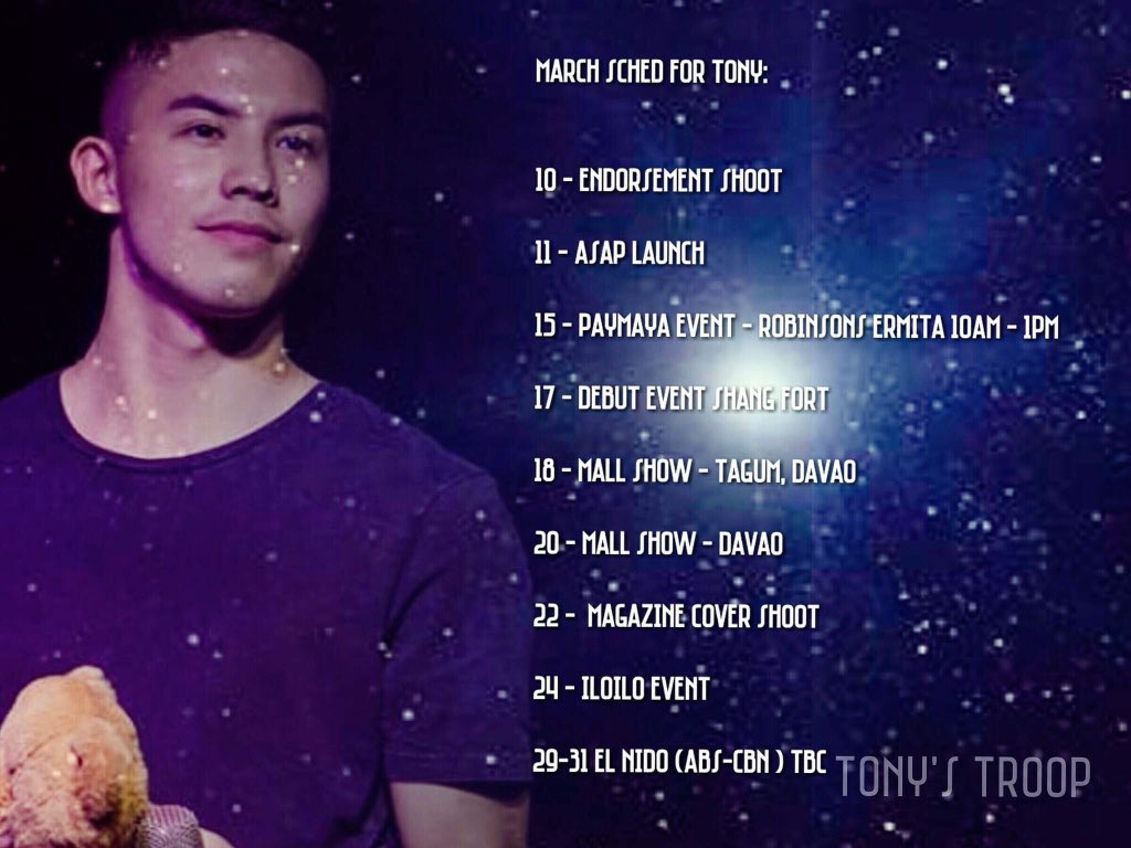 TLTrendsetter's tweet photo. @tonythesharky march gig guide! 💙 https://t.co/Pf8uUamxKN