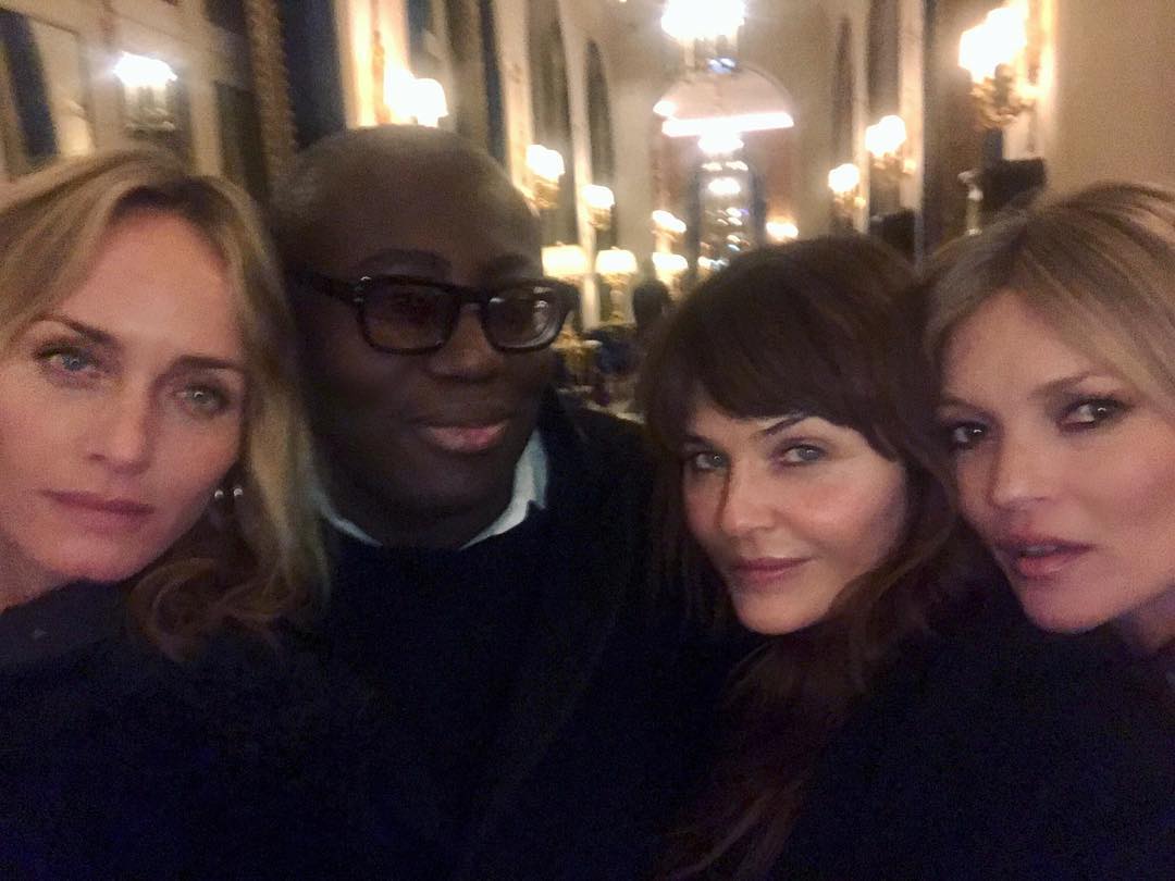 While in Paris with @ambervalletta , @Edward_Enninful & Helena Christensen