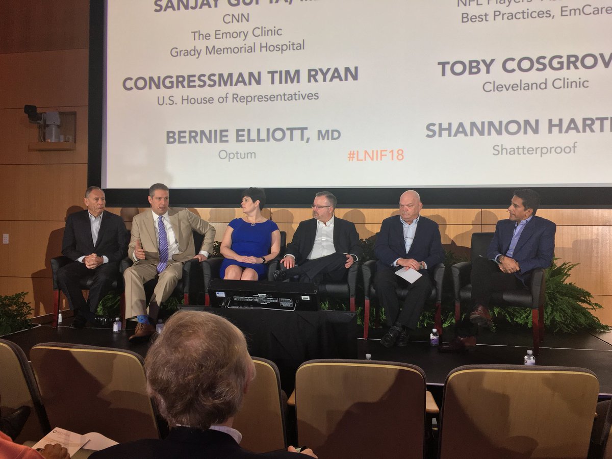 LNImpactForum's tweet image. #OpioidCrisis panel w/ @drsanjaygupta; @ShatterproofHQ CMO Shannon Hartley; @NFLPA Medical Director &amp;amp; @GWtweets Clinical Professor of Emergency Medicine Thom Mayer; @OptumRx's Bernie Elliott, MD; @TobyCosgroveMD; Congressman @TimRyan #LNIF18