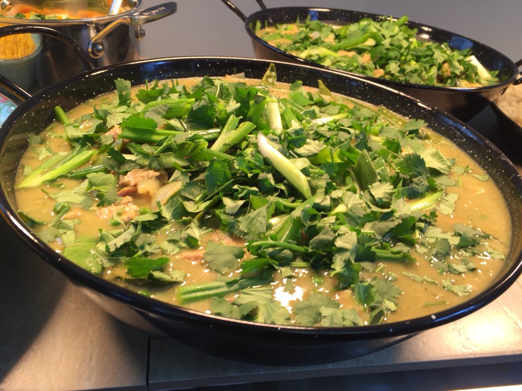 chefforelles's tweet photo. On a cold Friday in Uppingham what better way to warm you up than with a Thai Green curry and warm spiced pear cake with custard. https://t.co/xT4czlqaLr