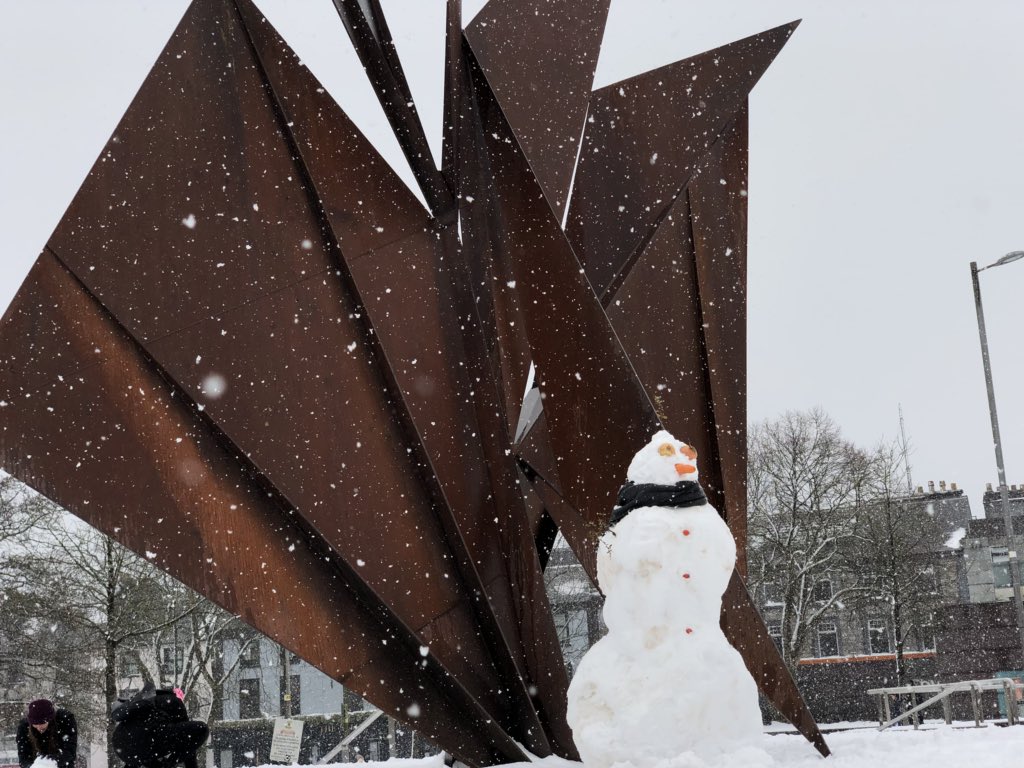 colmdesigner's tweet photo. Snow fun in Eyre Square today #BeastFromTheEastireland #galway https://t.co/n4CMcclKZi