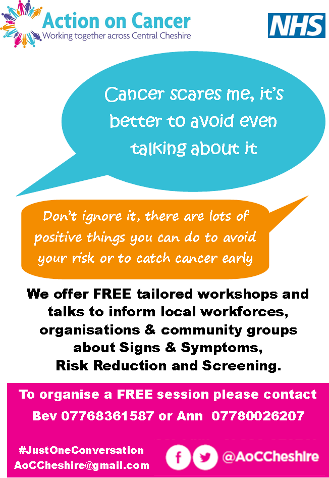 AoCCheshire's tweet photo. Cancer scares me!
Our speech marks are based on real #conversations ... lets be #cancer savvy together
#JustOneConversation
#PositiveCancerMessages https://t.co/AwrknNJXUw
