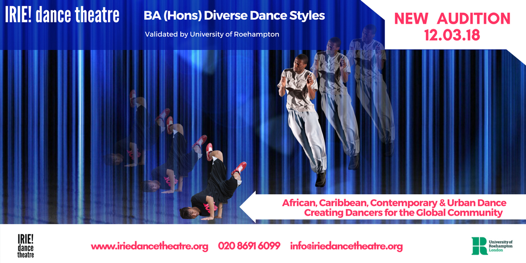 IRIEdance's tweet image. The BA DEGREE AUDITION scheduled for Mon 5 March has been re-scheduled because of the adverse weather. New Date: Mon 12 Mar at 1:30pm. #BADegree #DiverseDanceStyles #DanceAudition