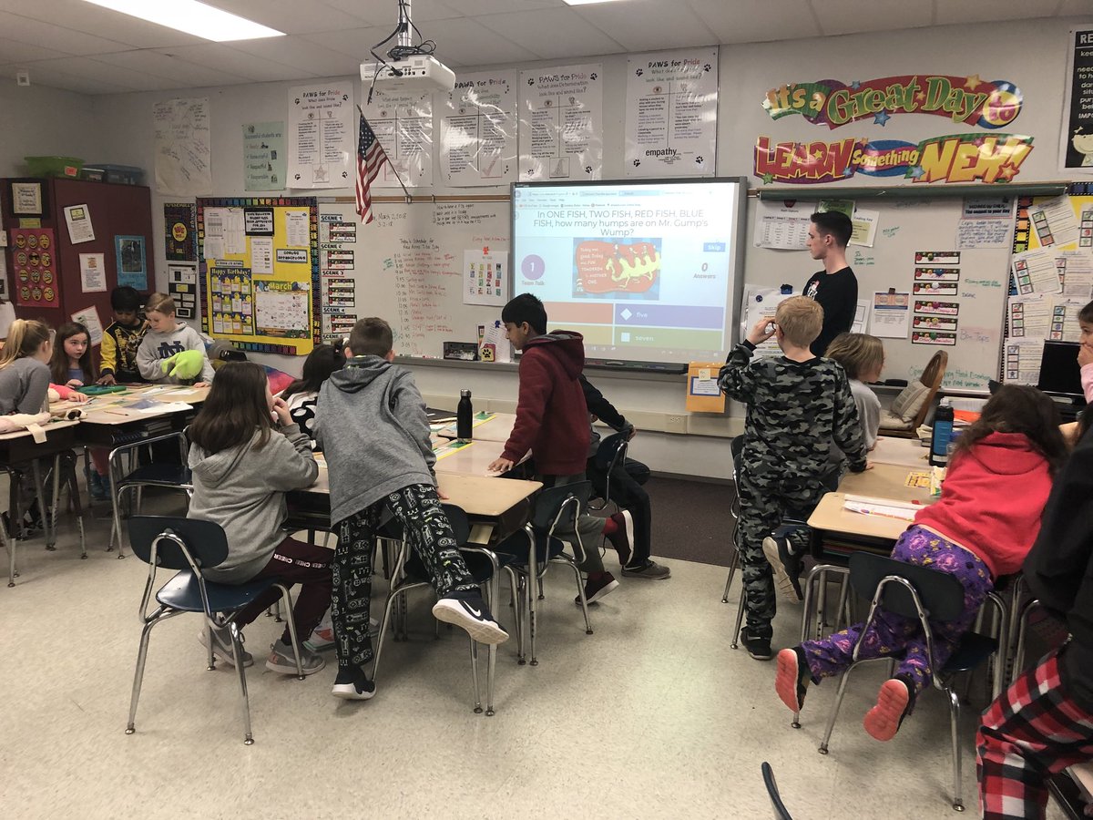 Our CB South forum buddy led the students in a Kahoot! Competition about Dr. Seuss! #ReadAcrossTitus #TitusPride #southside