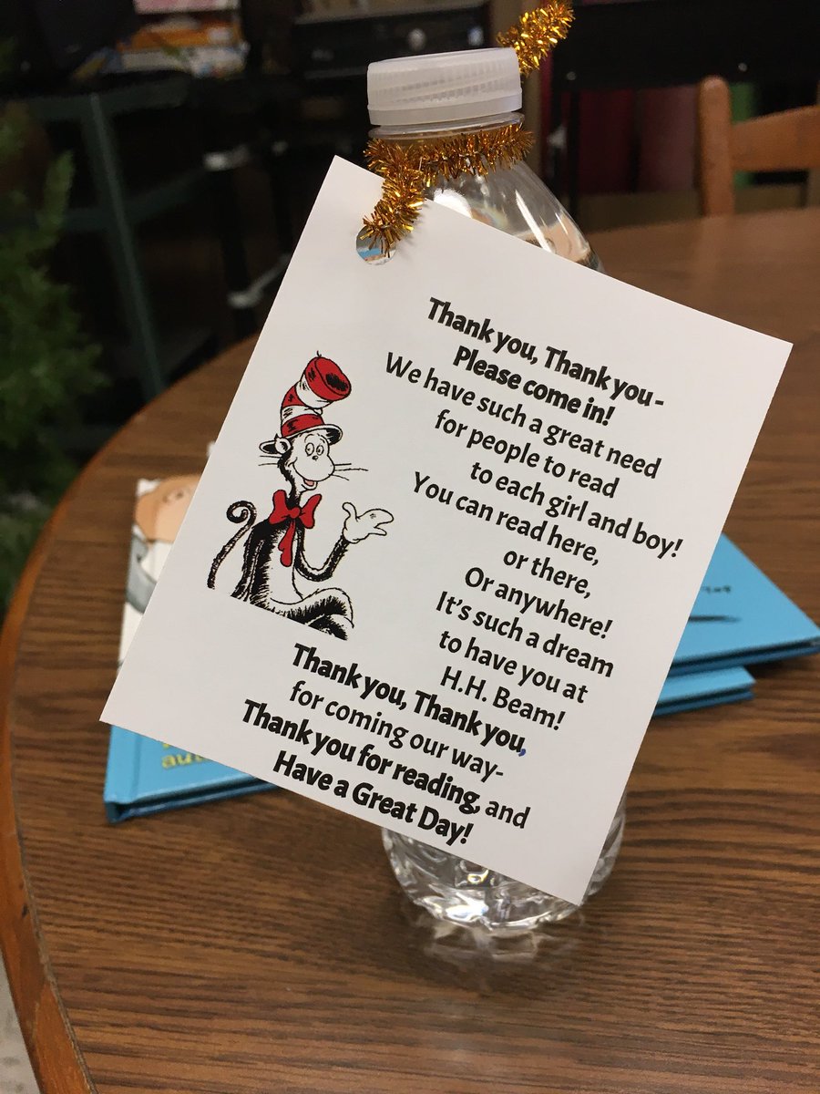 tthomassen's tweet photo. Enjoyed reading to 1st grade classes @hhbeamelem this morning! Loved the original poem created by @KSolisjun3 that was attached to our water bottle! #ReadAcrossAmerica #ReadAcrossAmericaDay #gcsk12 https://t.co/jBVAI7TmdM