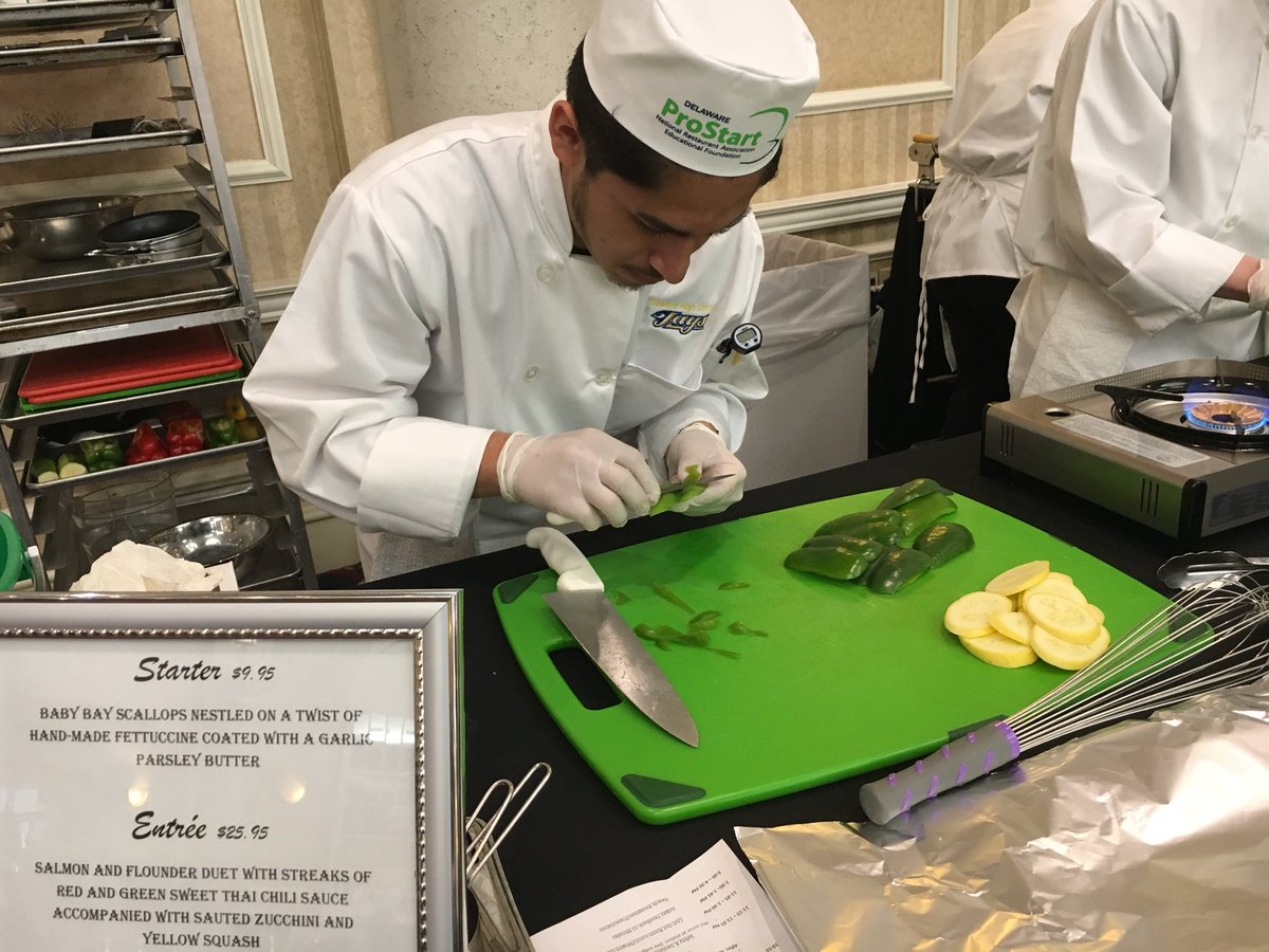 There are 21 teams from 16 Delaware high schools competing in the 6th annual Delaware <a href="/ProStart/">ProStart</a> culinary competition today. It smells so good in here! #netde #edude