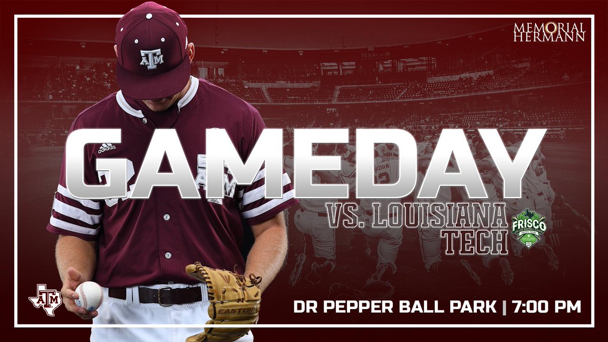 AggieBaseball's tweet photo. It's #GameDay!
⚾ vs Louisiana Tech
🕚 7 p.m.
📍 Frisco, TX
#12thMan https://t.co/mGPcB9tJU3