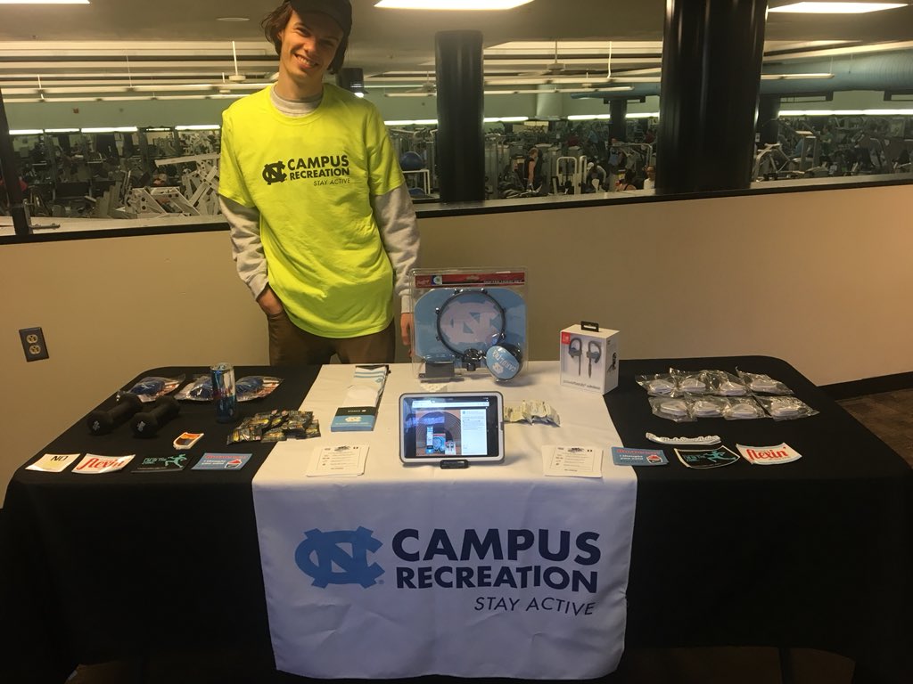 unccampusrec's tweet photo. Come see us in the SRC for a some free ~swag~ on the last day of the We Rec Better Challenge!! ππ > π΅π #UNCRecsDuke https://t.co/6n1gd40iRj