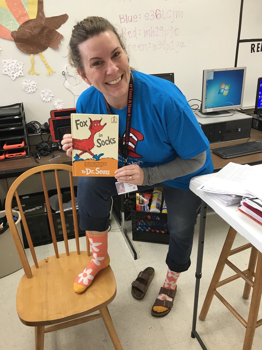 tismrscox411's tweet photo. Fox in Socks...Cox in Socks!  Happy Read Across America Day!  #ReadAcrossAmerica @Alabasterk12 @TISChampions https://t.co/BghRjErSoE