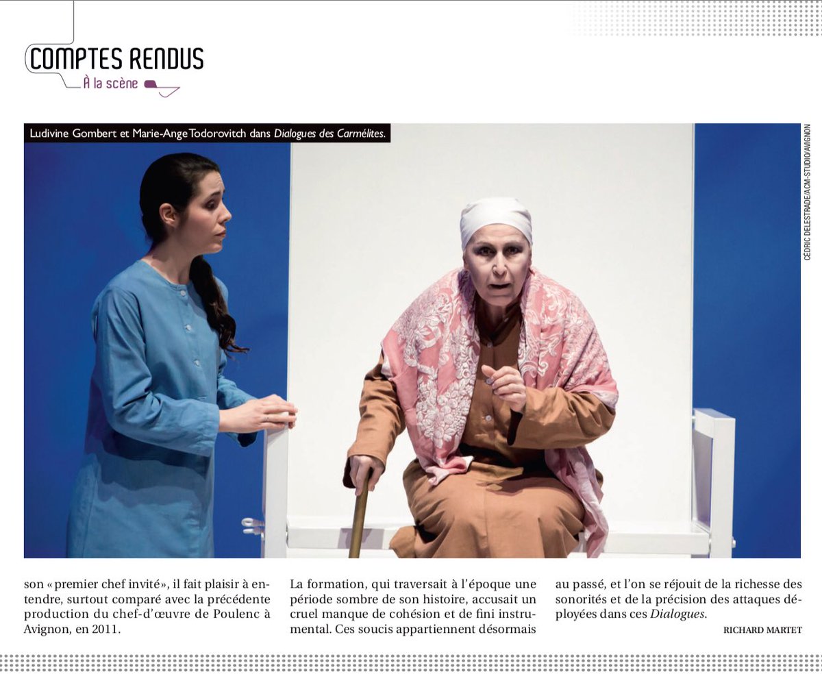 OperaAvignon's tweet photo. OPÉRA MAGAZINE EN PARLE //  DIALOGUES DES CARMÉLITES poulenc
Compte-rendu signé Richard Martet https://t.co/qZEgy9Qoto