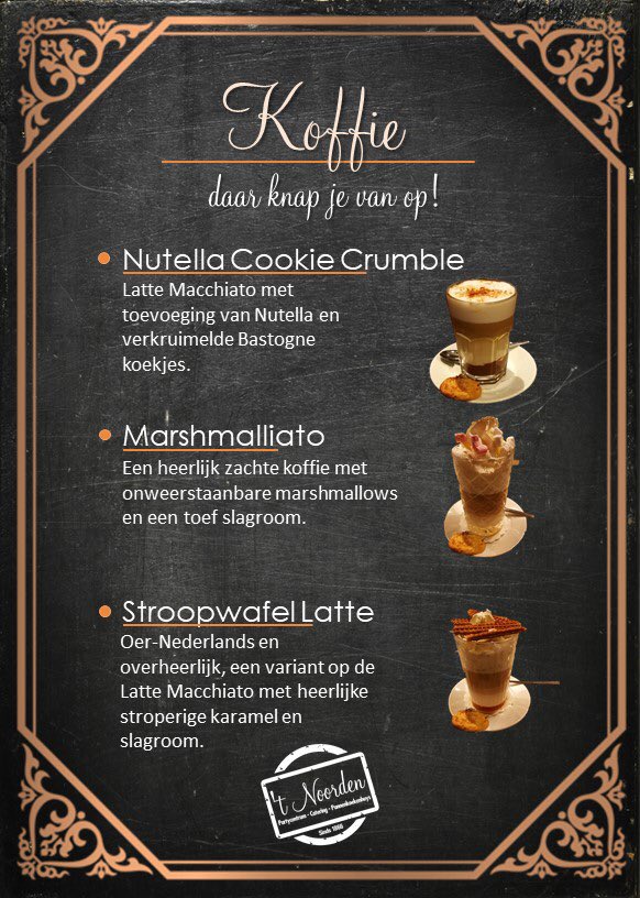 tnoorden's tweet photo. De nieuwste maand specialiteiten in MAART! Pannenkoek van de maand: Pannenkoek met ananas, chili con carne en tortilla chips

Toetje van de maand: Koffie bavarois met vanille ijs en bonbon 🍪☕️🍨

En ook drie nieuwe speciale (non-alcoholische) koffies ☕️ En Borghman Bier! 🍻 https://t.co/1wIrHXzaxA
